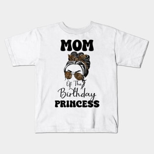 Funny Leopard Mom Of The Birthday Princess Girls Party Kids T-Shirt